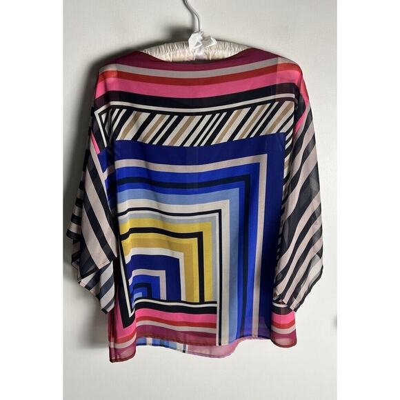 Trina Turk Mouvedre Geometric Colorful Kimono Sleeve Boho Blouse Size XS/S NEW - Picture 3 of 9